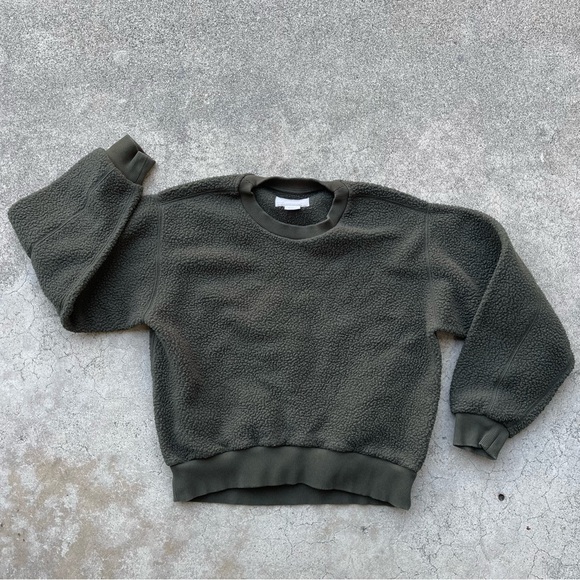 Everlane Renew Fleece Crewneck Pullover size small preloved green - Picture 1 of 4